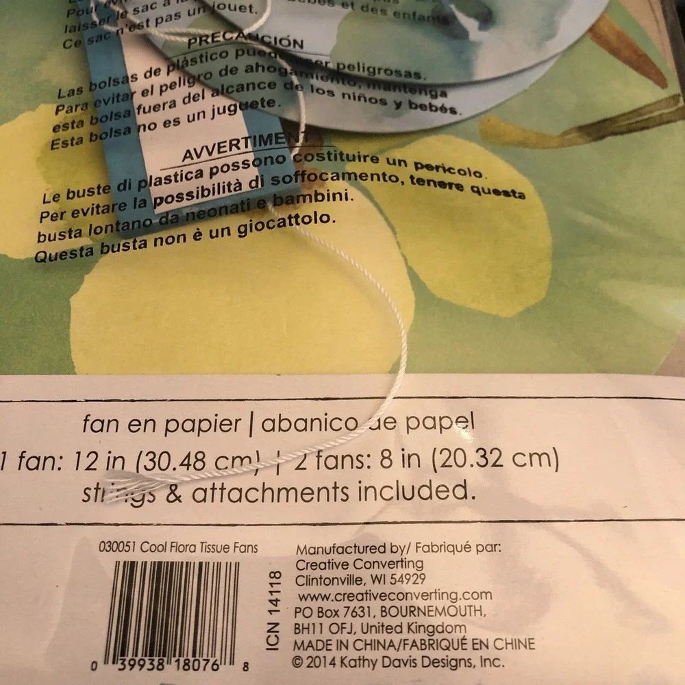 3 Kathy Davis dangling Decorative Tissue Fans 12